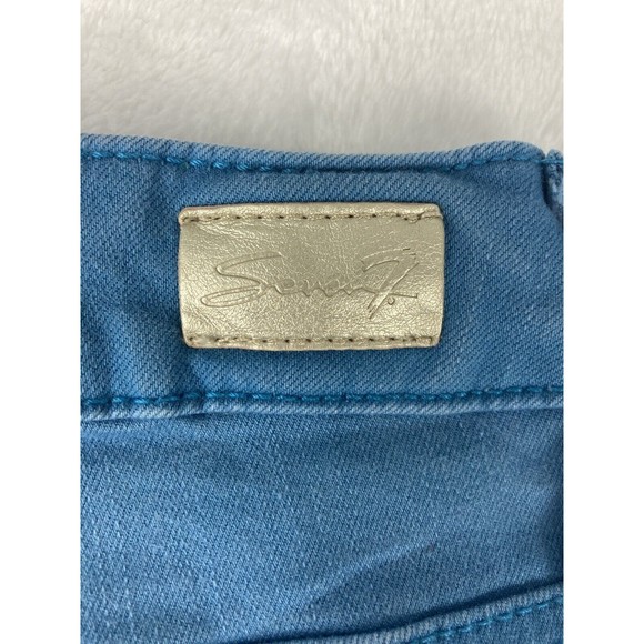 Seven 7 Womens‎ Mid Rise Ankle Skinny Blue Jeans Raw Hem Size 14 - Picture 14 of 16